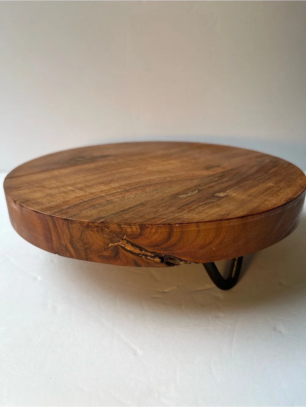 Wood Stand Pedestal Riser Thick Round Slab Hairpin Legs Boho Industrial 9